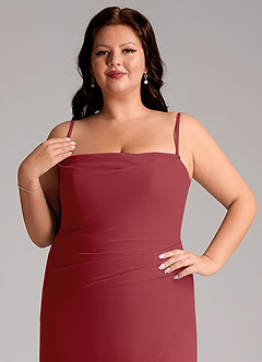 Azazie Leonis Bridesmaid Dresses Pomegranate Sheath Strapless Chiffon Convertible Dress image15