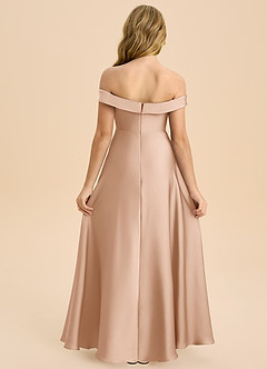 Azazie Sissy Junior Abito A-Line in Raso Elasticizzato a Spalla Scoperta Rosa Inglese image2