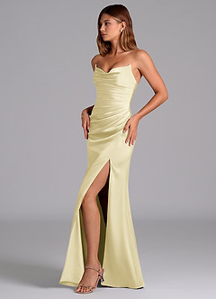 Azazie Claudelle Abiti da Damigella Abito Sirena in Raso Elasticizzato Senza Cinturino Sorbetto Al Limone image3