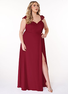 Azazie Everett Bridesmaid Dresses Burgundy A-Line V-neck Ruched Chiffon Dress image9