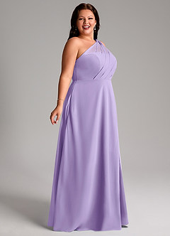 Azazie Phaedra Jurken voor bruidsmeisjes Jurk van Chiffon met A-Lijn One-Shoulder Lila image3