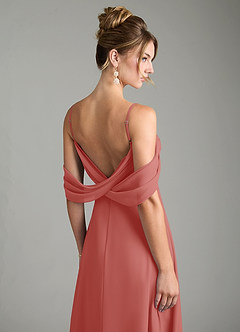 Azazie Mercedes Bridesmaid Dresses Antique Rose A-Line Off the Shoulder Chiffon Dress image7