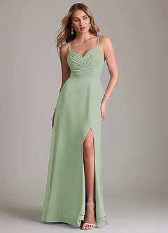 Azazie Terese Bridesmaid Dresses Dusty Sage A-Line Pleated Chiffon Dress image1