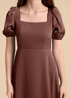Azazie Briar Junior Vestido de Expresado de Satén Elástico de Corte en A con Lazo image8
