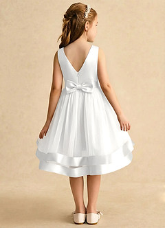 Azazie Sophia Flower Girl Dresses White A-Line Bow Tulle Dress image2
