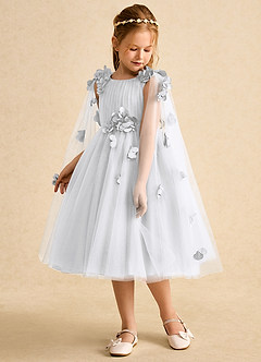 Azazie Staria Flower Girl Dresses White Ball-Gown Ruched Tulle Dress image5