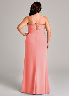 Azazie Mero Bridesmaid Dresses Coral Sheath Pleated Chiffon Dress image10