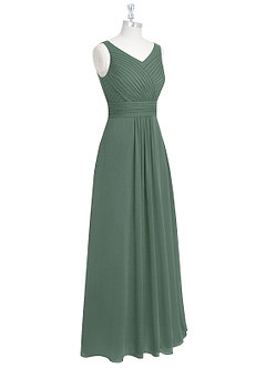 Azazie Pierrette Brautjungfernkleider A-Linie Plissee Chiffon Kleid Eukalyptus image9