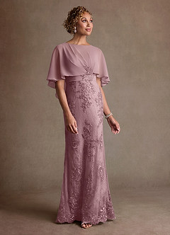 Azazie Amrita Abiti per la Madre della Sposa Abito Sirena in Chiffon Pizzo Rosa Polverosa image4