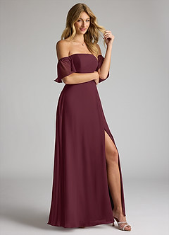 Azazie Sue Jurken voor bruidsmeisjes Converteerbaar Jurk van Chiffon met A-Lijn Off the Shoulder Cabernet image5