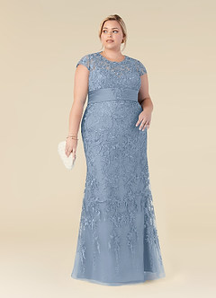 Azazie Jamila Moeder van de bruid jurken Zeemeermin Jurk van Kant Stoffig Blauw image7