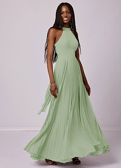 Barbie ♥ Azazie Bridesmaid Dresses Dusty Sage A-Line Pleated Chiffon Dress image5