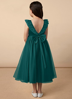Azazie Dolly Flower Girl Dresses Peacock A-Line Bow Tulle Dress image4