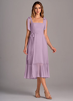 Azazie Deb Bridesmaid Dresses Wisteria A-Line with Pockets Chiffon Convertible Dress image5
