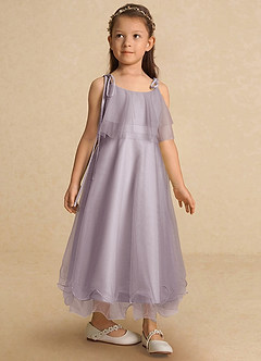 Azazie Bunie Flower Girl Dresses Dusk A-Line Spaghetti Strap Tulle Dress image7