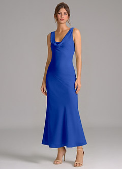 Azazie Rylina Robes de demoiselle d'honneur Robe Sirène en Mousseline de soie Plissée Bleu Roi image3