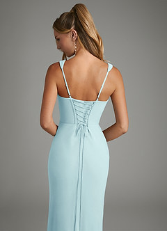 Azazie Asa Bridesmaid Dresses Sea Glass Sheath Corset Chiffon Dress image7