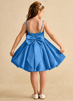 Azazie Davine vestidos de niña de las flores Vestido de Azul Grisaceo de Satin Mate de Corte En A con Tirante Espagueti image1