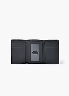 front Men's Leather RFID-Blocking Tri-Fold Wallet