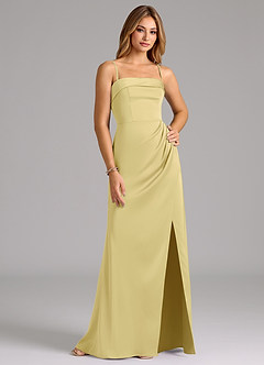 Azazie Aretha Brautjungfernkleider Wandelbar A-Linie Schulterfrei Stretch-Satin Kleid Zitronensorbet image6