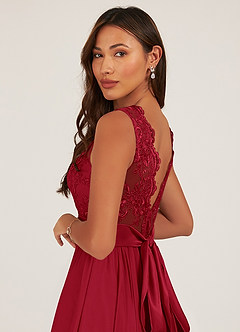 Azazie Gertrude Brautjungfernkleider A-Linie Spitze Chiffon Kleid Scharlachrot image14