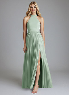 Azazie Keita Bridesmaid Dresses Agave A-Line Pleated Chiffon Dress image5