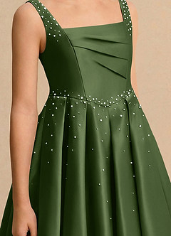 Azazie Jello Flower Girl Klänningar Klä Balklänning i Matt satäng Plisserad image5