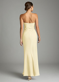 Azazie Saylor Vestidos de damas de honor Vestido de Sorbete De Limón de Gasa de Corte Sirena con Sin tirantes image11