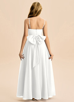 Azazie Bear Junior A-linja Pliseerattu Sifonki Lattian pituus Nuorempi morsiusneito Pukeutua image2