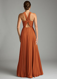 Azazie Afra Abiti da Damigella Abito A-Line in Chiffon Plissettato Cannella image2