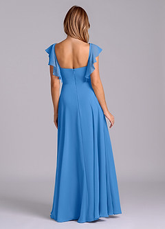 Azazie Leilani Bridesmaid Dresses Blue Jay A-Line Pleated Chiffon Dress image2