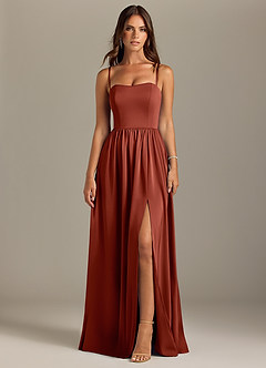 Azazie Calianna Bridesmaid Dresses Terracotta A-Line Off the Shoulder Stretch Satin Convertible Dress image9