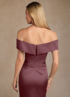 Azazie Laredo Mother of the Bride Dresses Sangria Mermaid Off the Shoulder Stretch Satin Dress image7