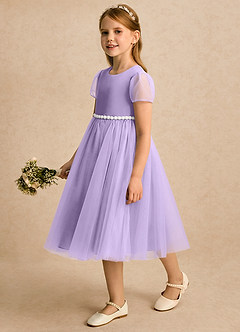 Azazie Kaylor Flower Girl Klänningar Klänning A-linje i Tyll Plisserad image4