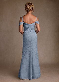 Azazie Irene 신부의 어머니 드레스 A라인 오프 더 숄더 플로럴 번아웃 플로어 길이 드레스 image4