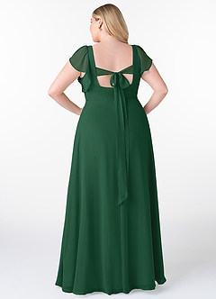 Azazie Syenna Robes de demoiselle d'honneur Robe Trapèze en Mousseline de soie Rayé Vert Foncé image7