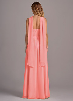 Azazie Joni Bridesmaid Dresses Coral A-Line Strapless Chiffon Convertible Dress image7