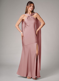 Azazie Kinsley Bridesmaid Dresses Dusty Rose Mermaid Side Slit Stretch Satin Dress image5