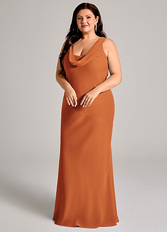 Azazie Rylina Bridesmaid Dresses Cinnamon Mermaid Pleated Chiffon Dress image9