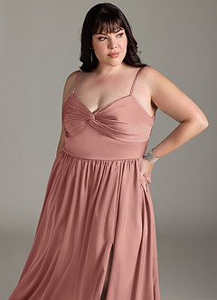 Azazie Zeya Bridesmaid Dresses Rosette A-Line Pleated Stretch Satin Dress image14