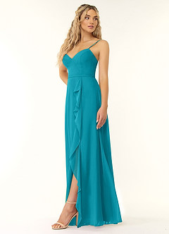 Azazie Naeem Bridesmaid Dresses Jade A-Line V-Neck Ruffle Chiffon Dress image3