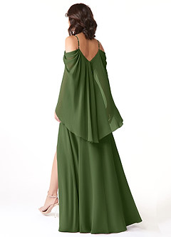 Azazie Cienna Jurken voor bruidsmeisjes Jurk van Chiffon met A-Lijn Off the Shoulder Olijf image5