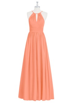 Azazie Cherish Bridesmaid Dresses Sunset A-Line Pleated Chiffon Dress image6