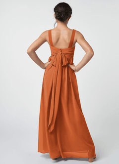 Azazie Kora Junior Cinnamon A-Line Pleated Chiffon Dress image2