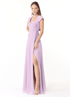 Azazie Hainsly Robes de demoiselle d'honneur Robe Trapèze en Mousseline de soie Encolure en Forme de Cœur Frostiges Flieder image3