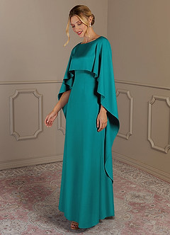 Azazie Eli Abiti per la Madre della Sposa Abito Tubino in Raso Elasticizzato Scollo a barca Verde Acqua image5