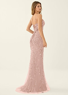 Zivah Pink Beading Corset Lace Up Back Mermaid Prom Dress image3