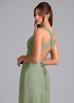 Azazie Evadne Bridesmaid Dresses Pistachio Sheath Pleated Chiffon Dress image8