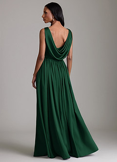 Azazie Novi Bridesmaid Dresses Dark Green A-Line with Pockets Stretch Satin Dress image2