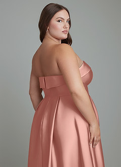 Azazie Lucienne Vestidos de damas de honor Vestido Rosetón de Satén Elástico de Línea A Convertible con Palabra de honor image10